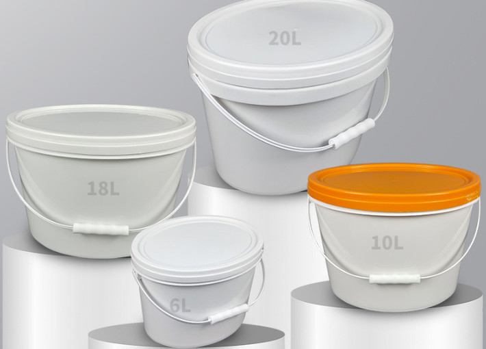 سطل پلاستیکی بیضی شکل قابل تنظیم PP/HDPE با IML یا انتقال حرارتی یا چاپ صفحه