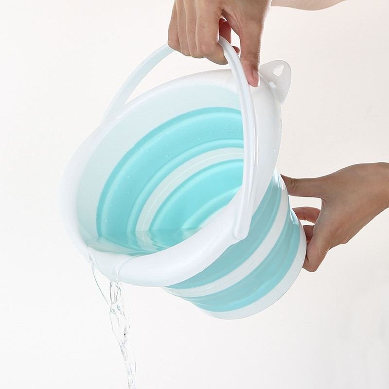 طومار پلاستیکی تاشو قابل جمع کردن 10L طراحی صرفه جویی در فضا برای کمپینگ ماشین شویی ماجراجویی های در فضای باز