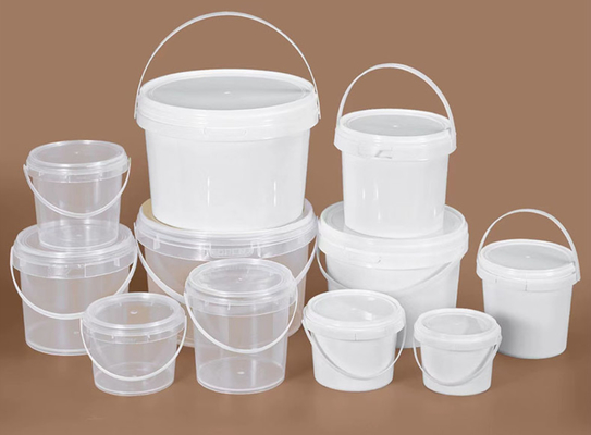 0.8-1.5mm ضخامت دور سطل پلاستیکی با پلاستیک / فلزی دسته لوگو سفارشی
