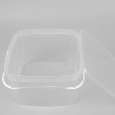 OEM ODM Welcome سطل پلاستیکی شفاف 3 لیتری سطل مربعی شفاف برای شیرینی مواد غذایی